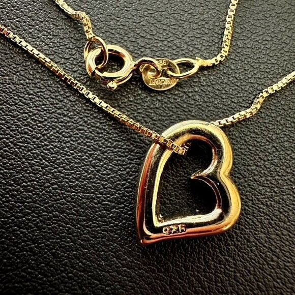 Vintage Danecraft Open Heart Necklace - 24K Gold Over Sterling Silver - Picture 3 of 4